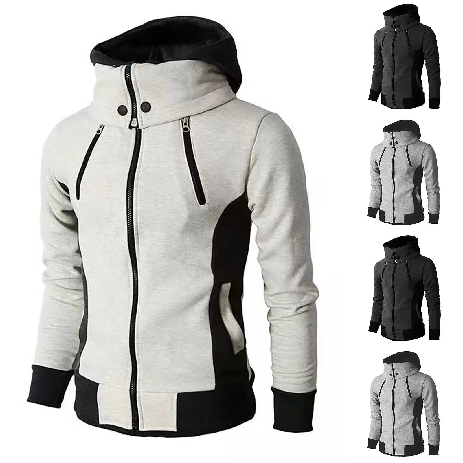 New Men's Full Zip Hooded Sweatshirt with Pockets