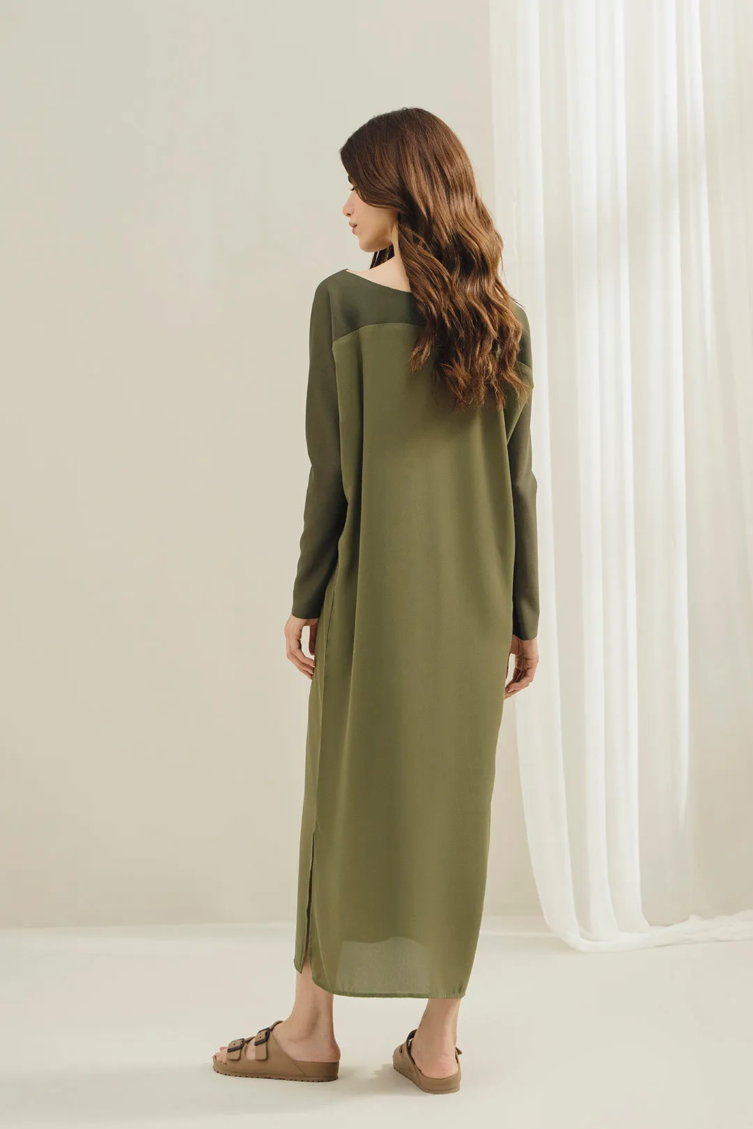 Olive Batwing Dress