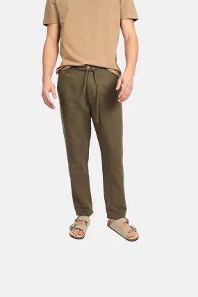 Olive Linen Relaxed Waist Pant