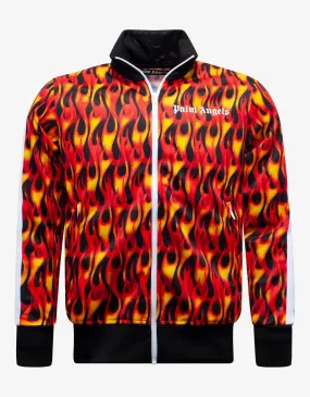 Orange Burning Print Track Jacket -