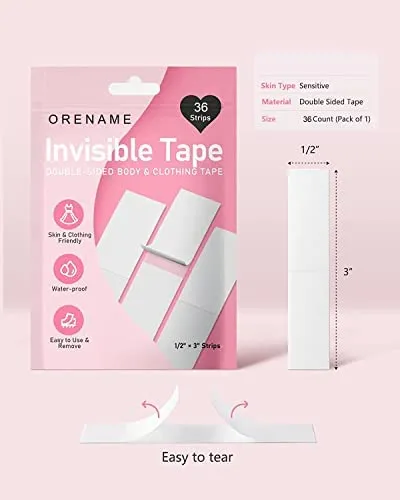 ORENAME Double-Sided Tape for Fashion, Tape for Clothes, Fabric Tape for Women Clothing and Body, All Day Strength Tape Adhesive, Invisible and Clear Tape for Sensitive Skins