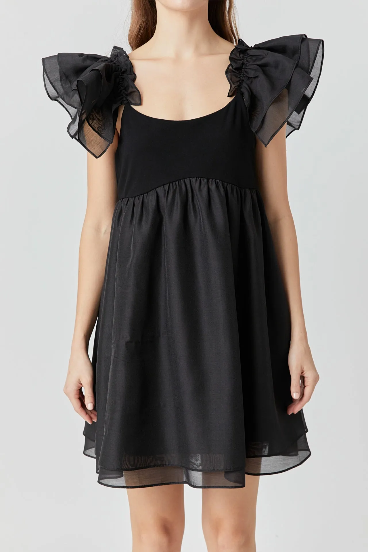 Organza Sleeve Mini Dress