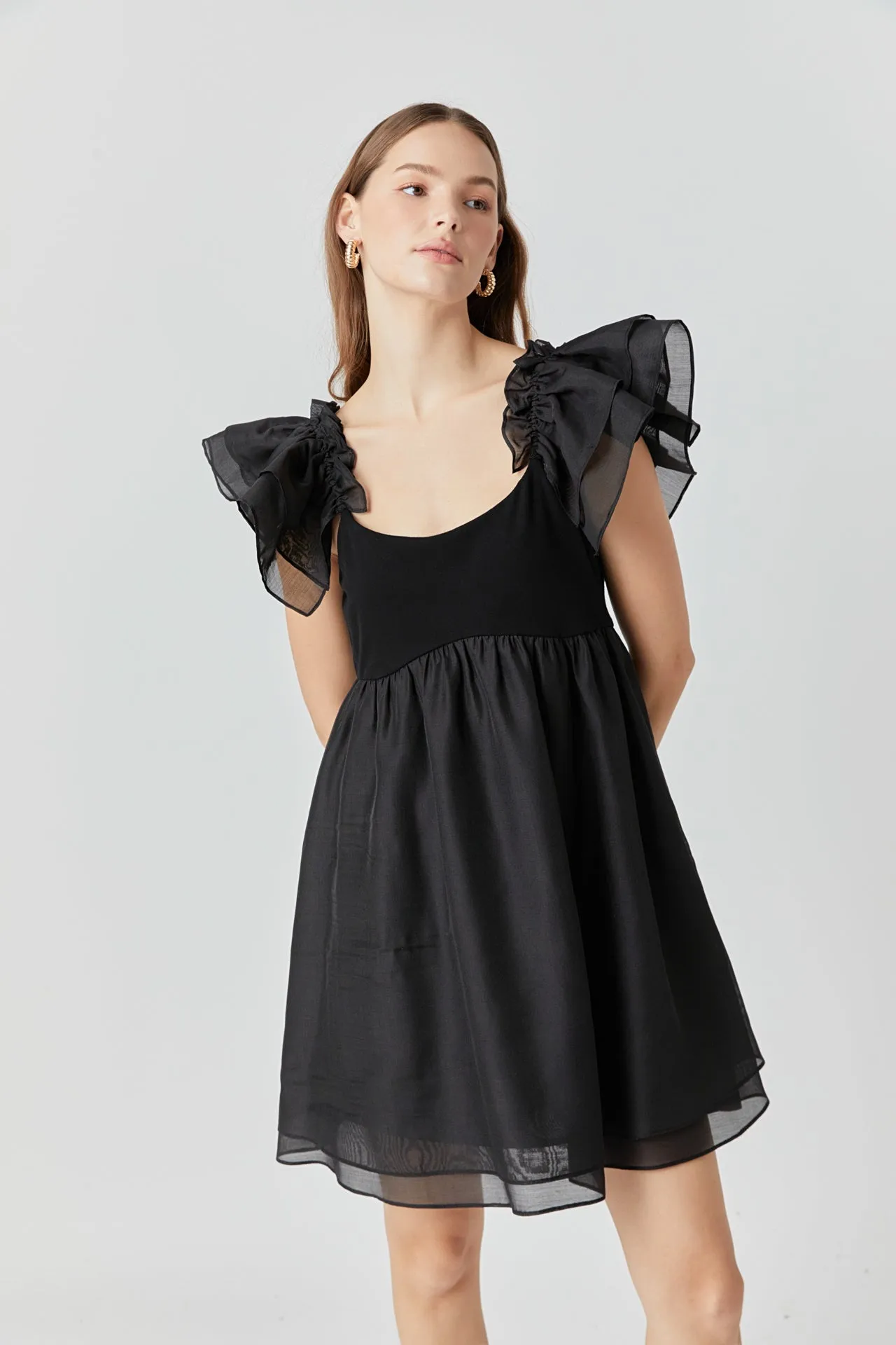 Organza Sleeve Mini Dress