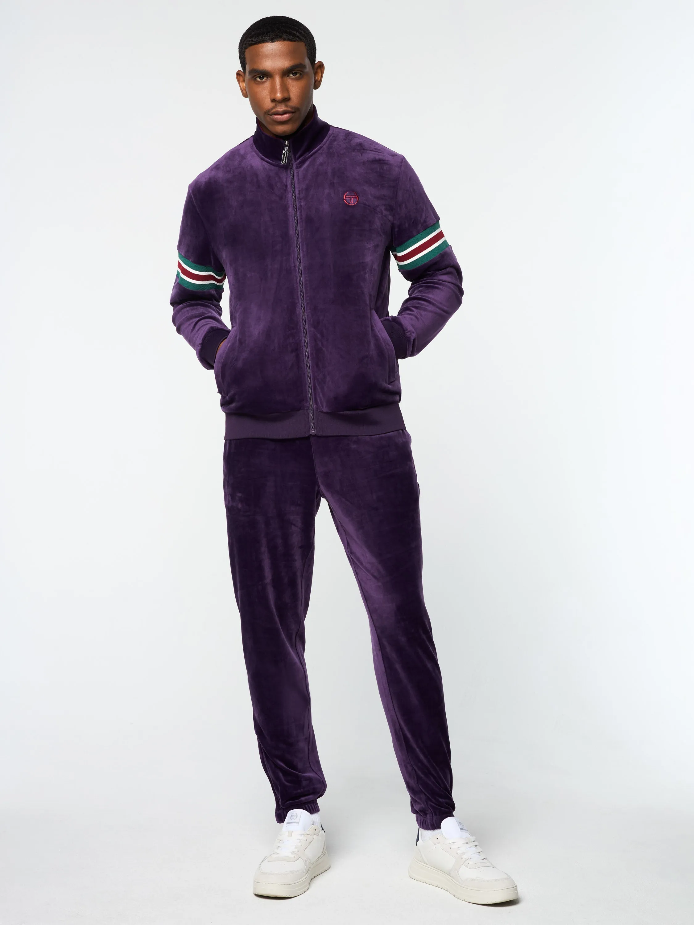 Ostuni Velour Track Jacket- Blackberry Cordial