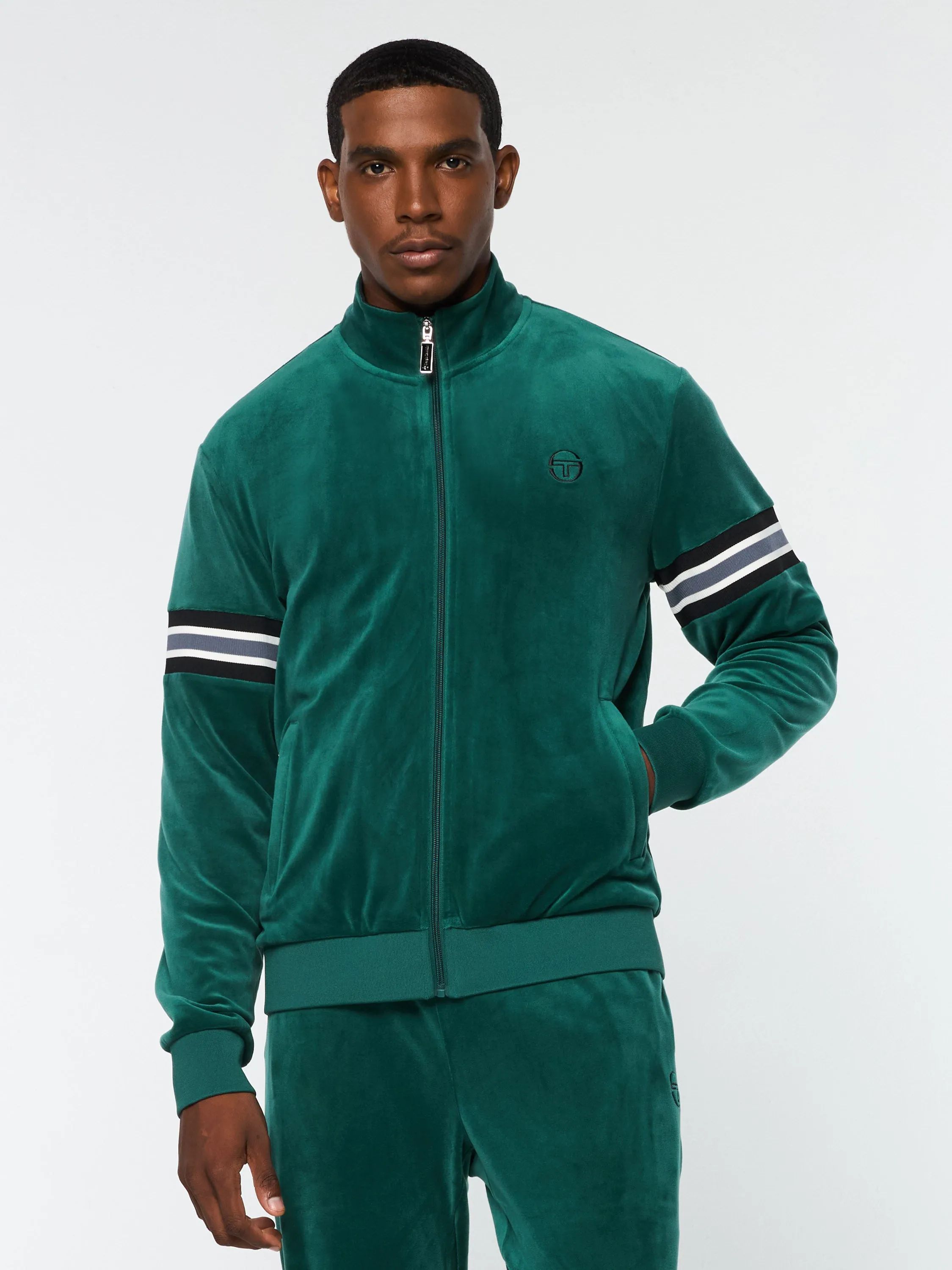 Ostuni Velour Track Jacket- Rainforest