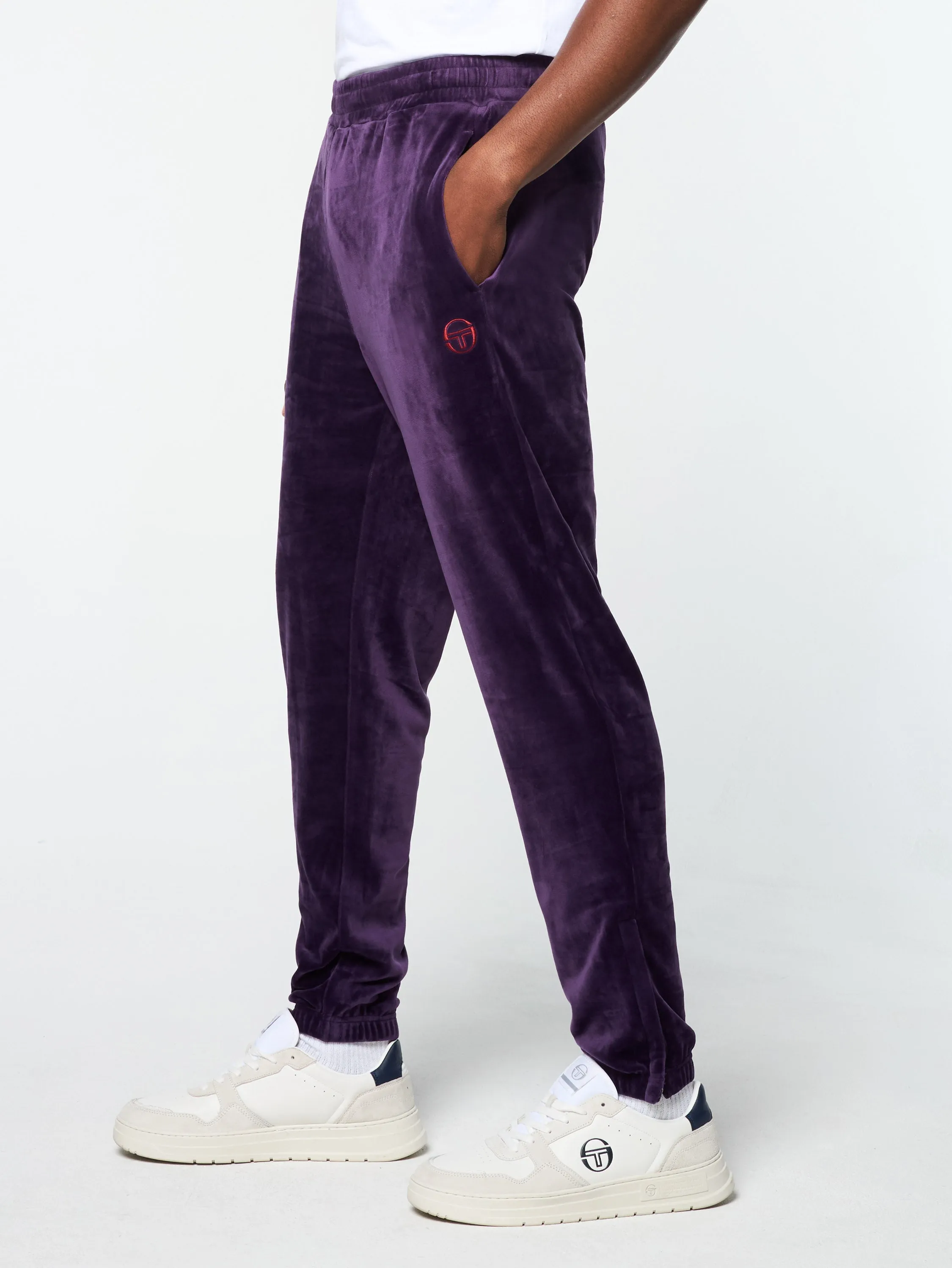 Ostuni Velour Track Pant- Blackberry Cordial