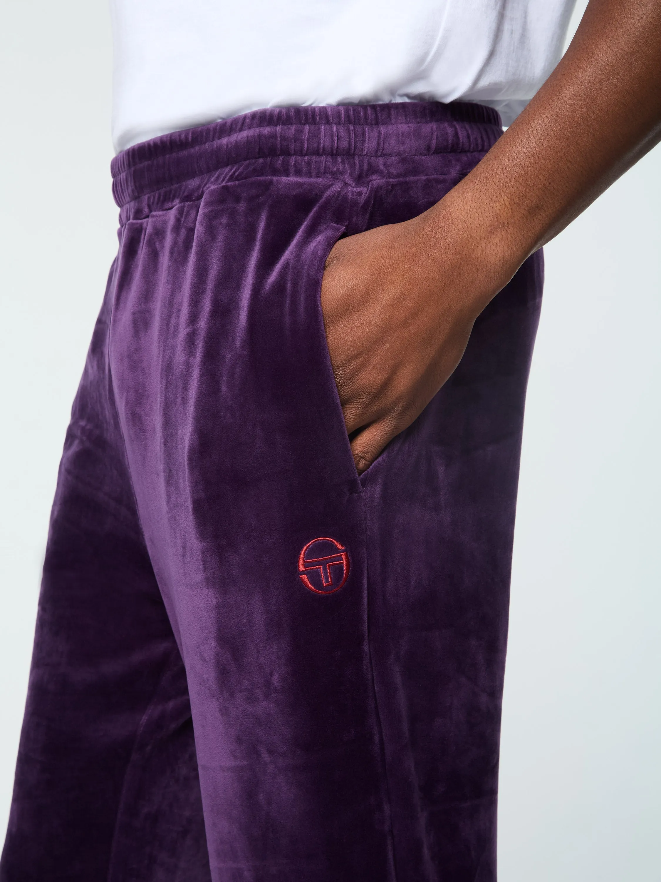 Ostuni Velour Track Pant- Blackberry Cordial