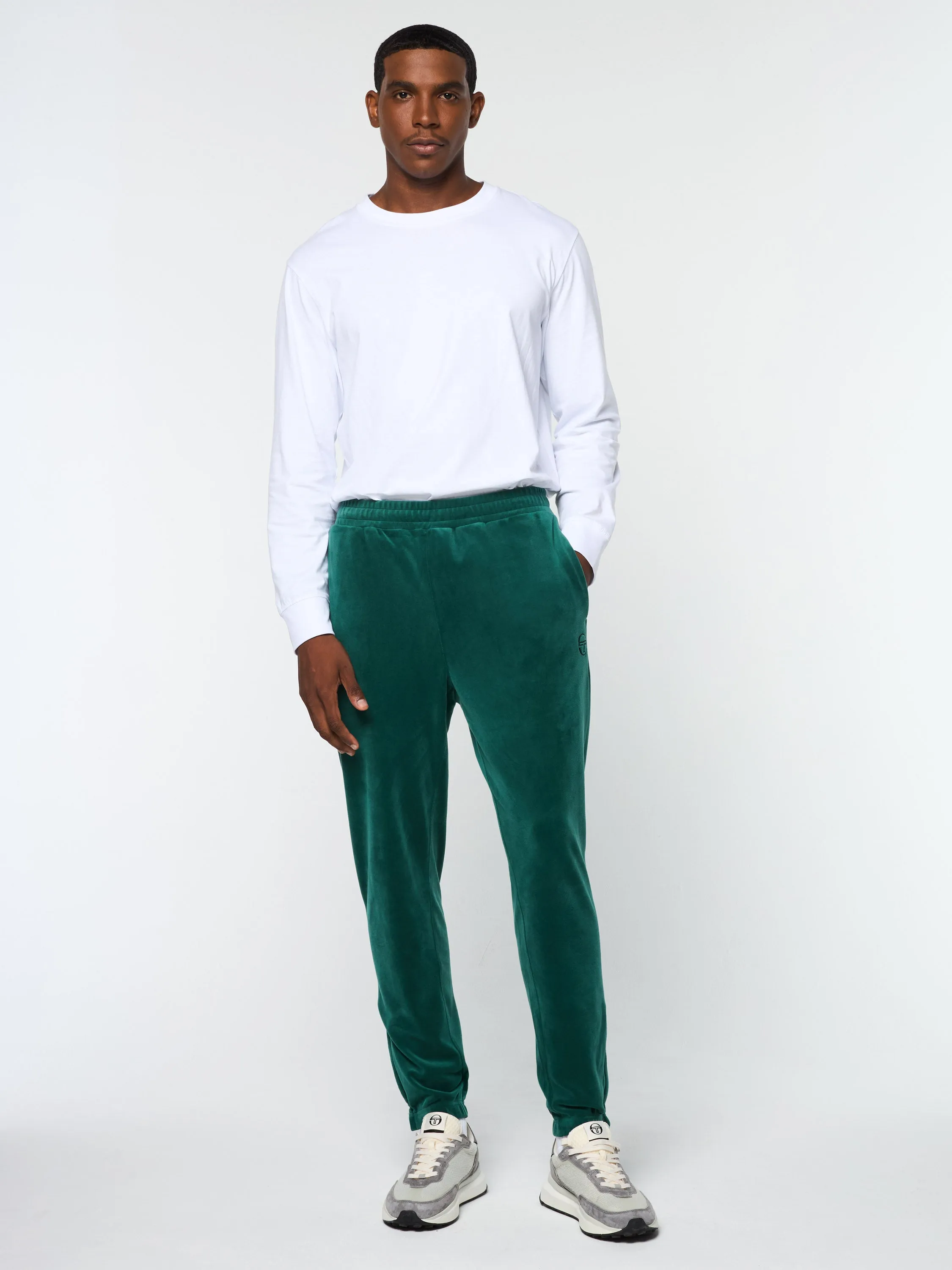 Ostuni Velour Track Pant- Rainforest