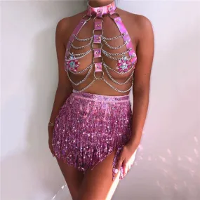 Paola Pink Holographic Harness Set