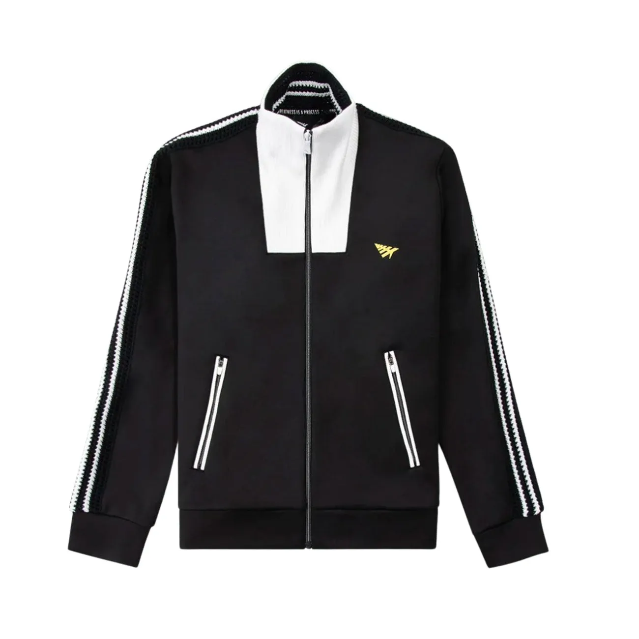 Paper Planes Kingston Crochet Stripe Track Jacket (Black)