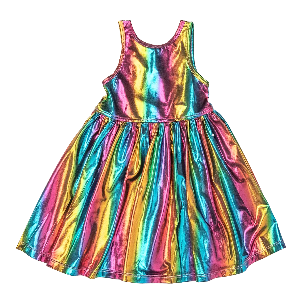 Pink Chicken Girls Liza Lame Dress - Dark Rainbow