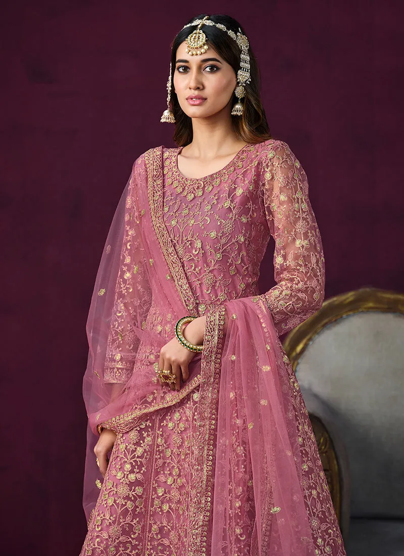 Pink Sequence Embroidery Designer Anarkali Suit