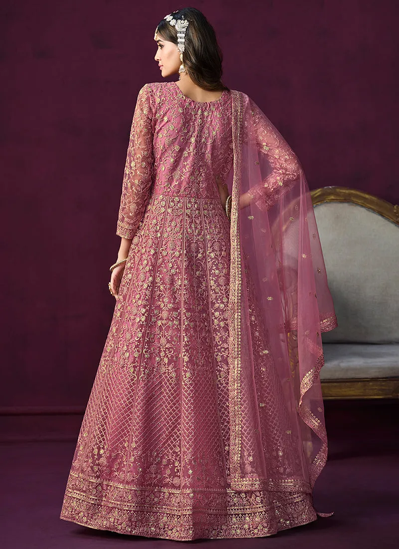 Pink Sequence Embroidery Designer Anarkali Suit