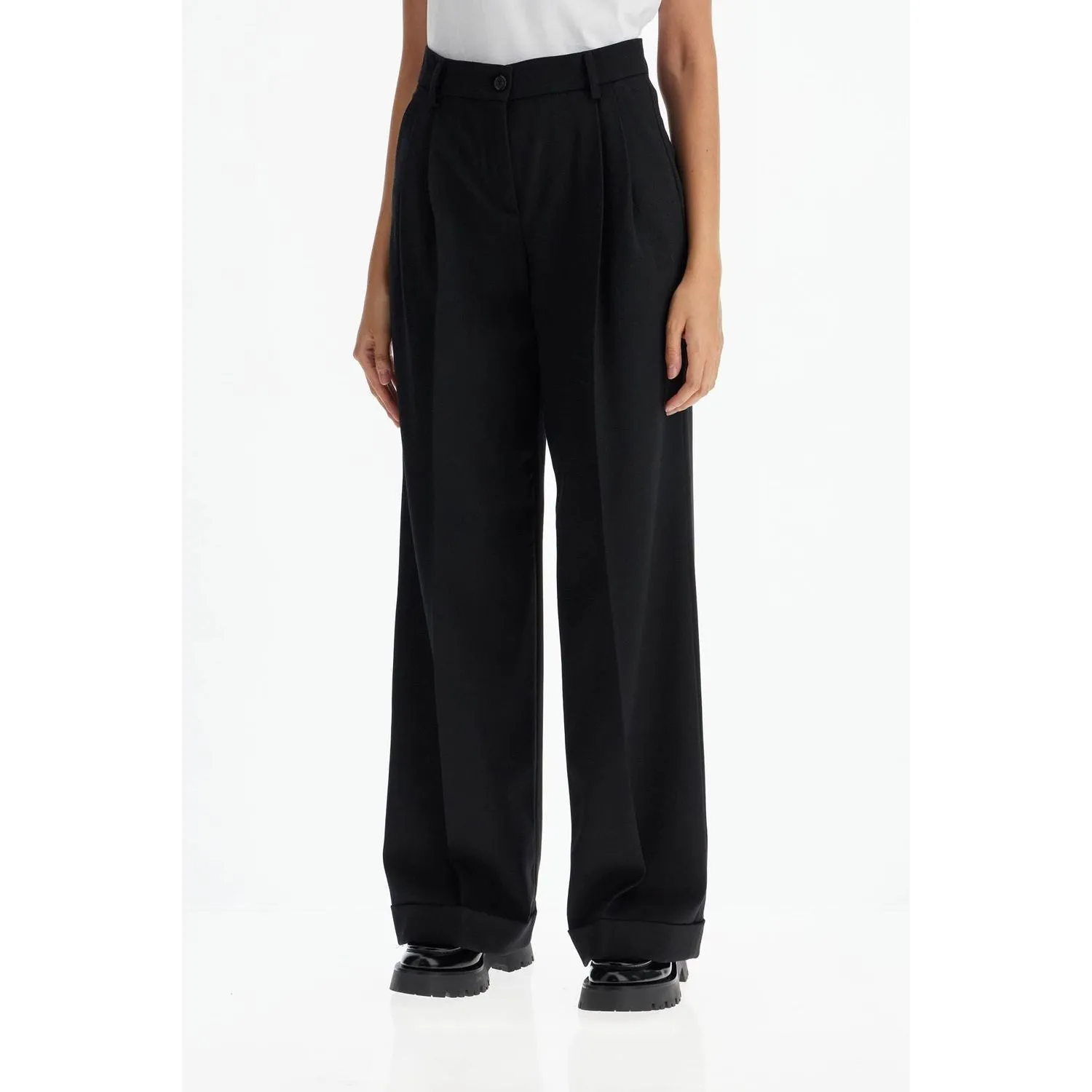 Pinko twill wide-leg trousers in pal