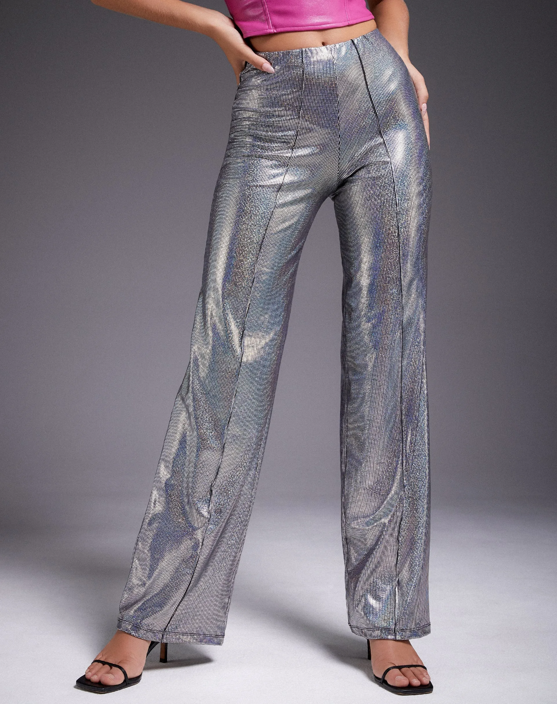 Pista Trouser in Holographic Silver