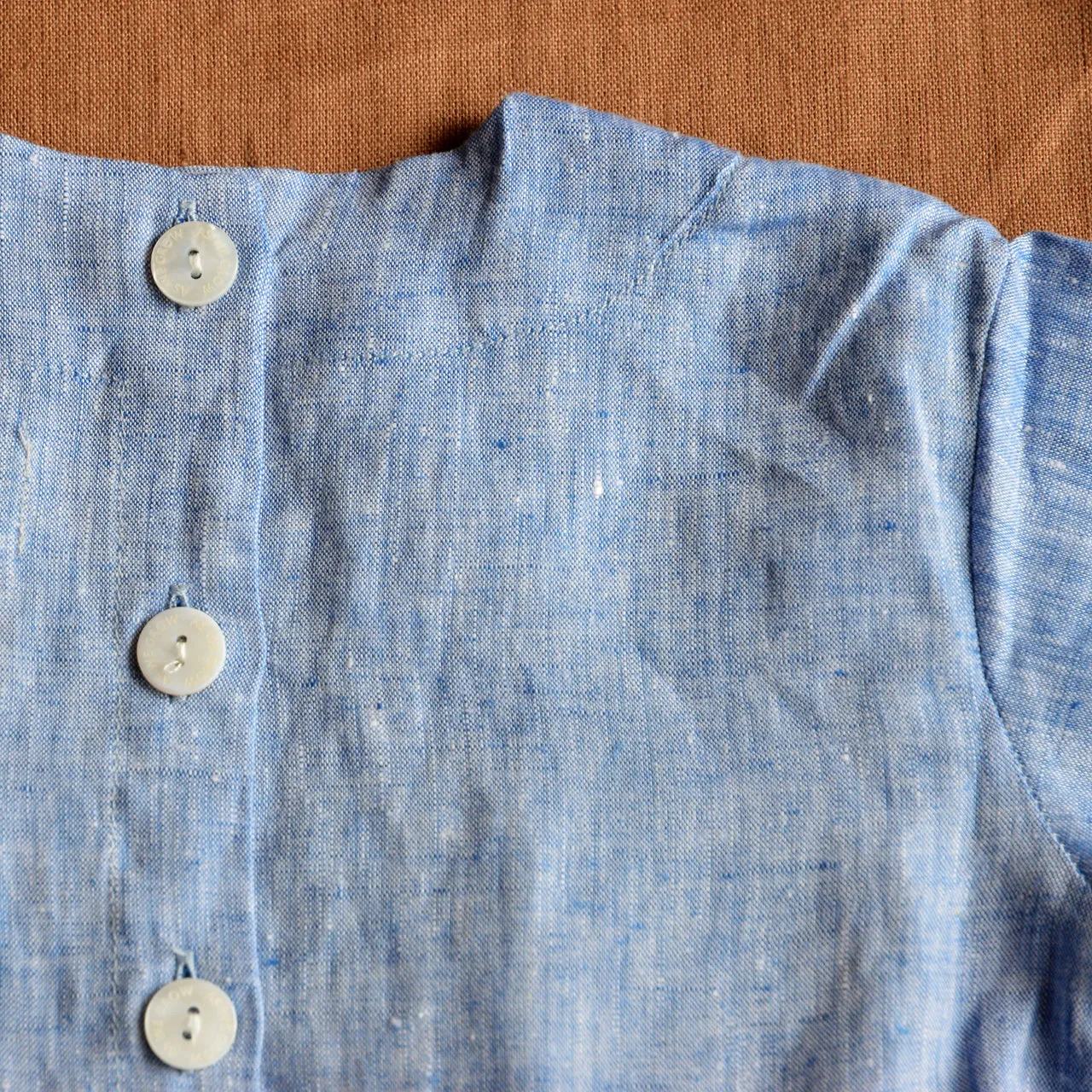 Pocket Dress - 100% Linen - Blue Melange (6-18m) *Last One!