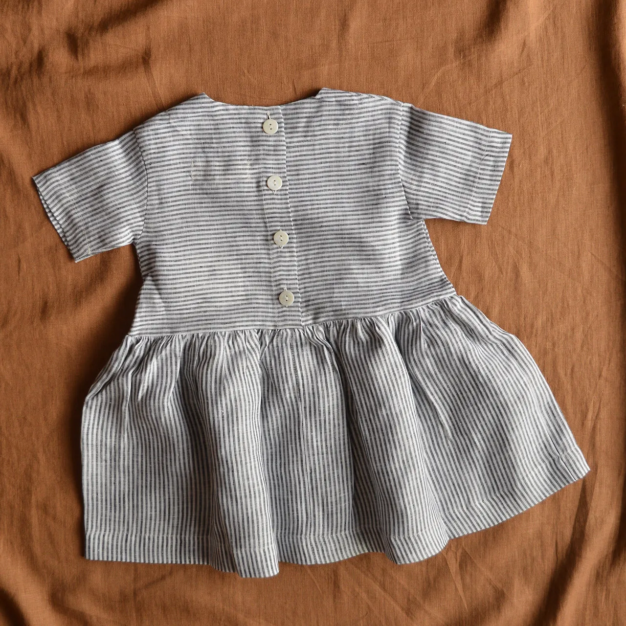 Pocket Dress - 100% Linen - Stripe Classic (6-18m) *Last One!