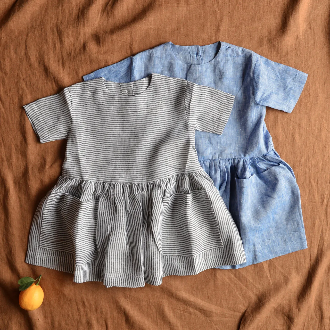 Pocket Dress - 100% Linen - Stripe Classic (6-18m) *Last One!