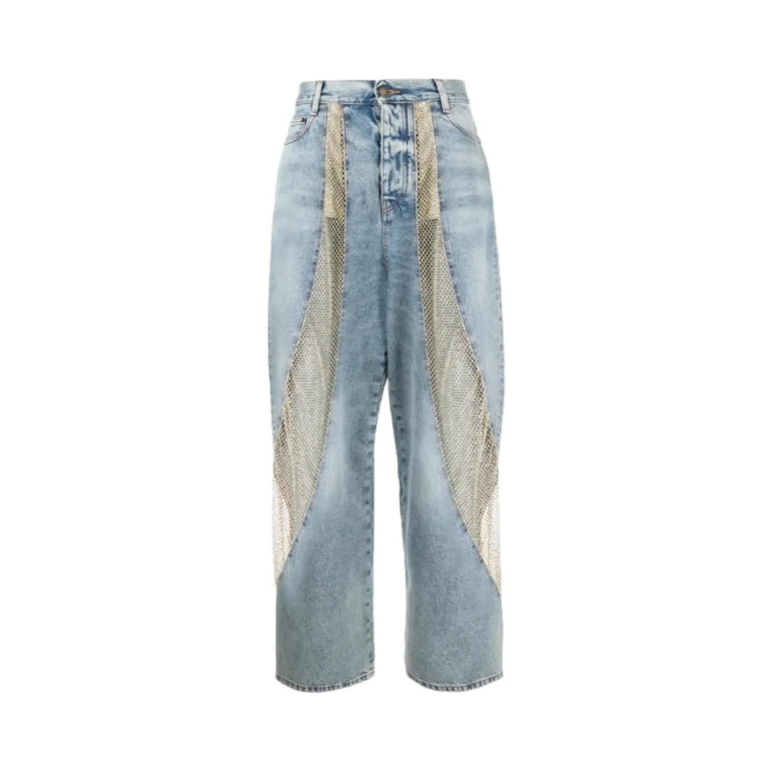 Pre Order:  Hollow Out Sheer High Waisted Denim Pants