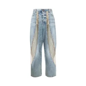 Pre Order:  Hollow Out Sheer High Waisted Denim Pants