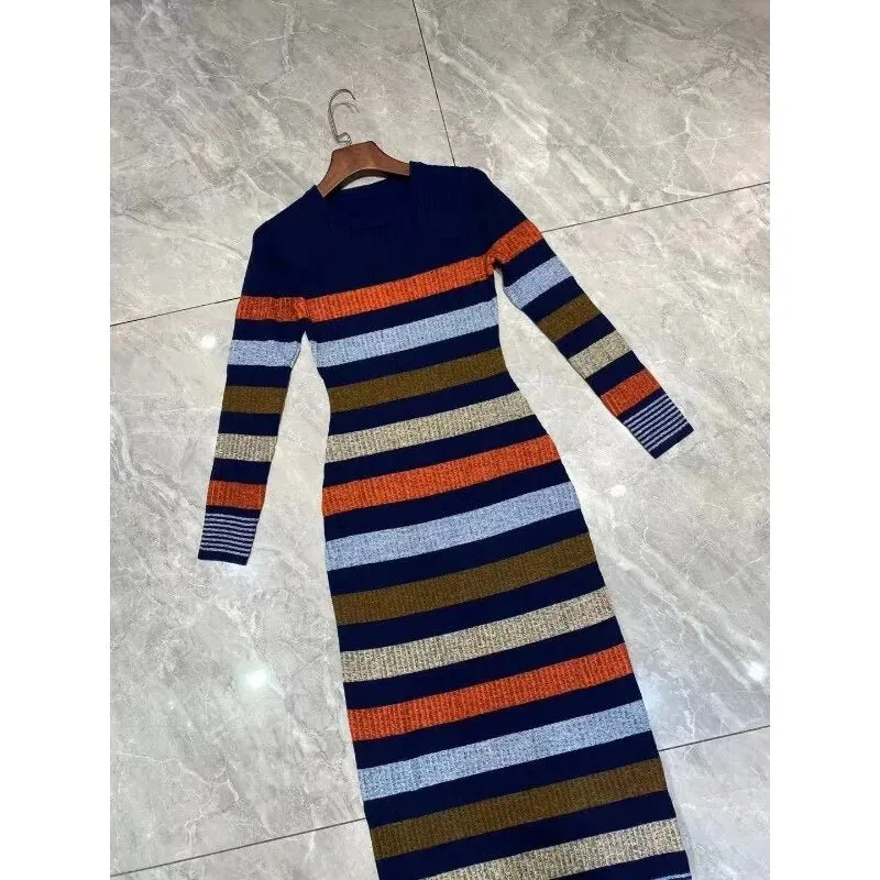 Pre Order:  Multicolor Stripes Knit Fit Dress