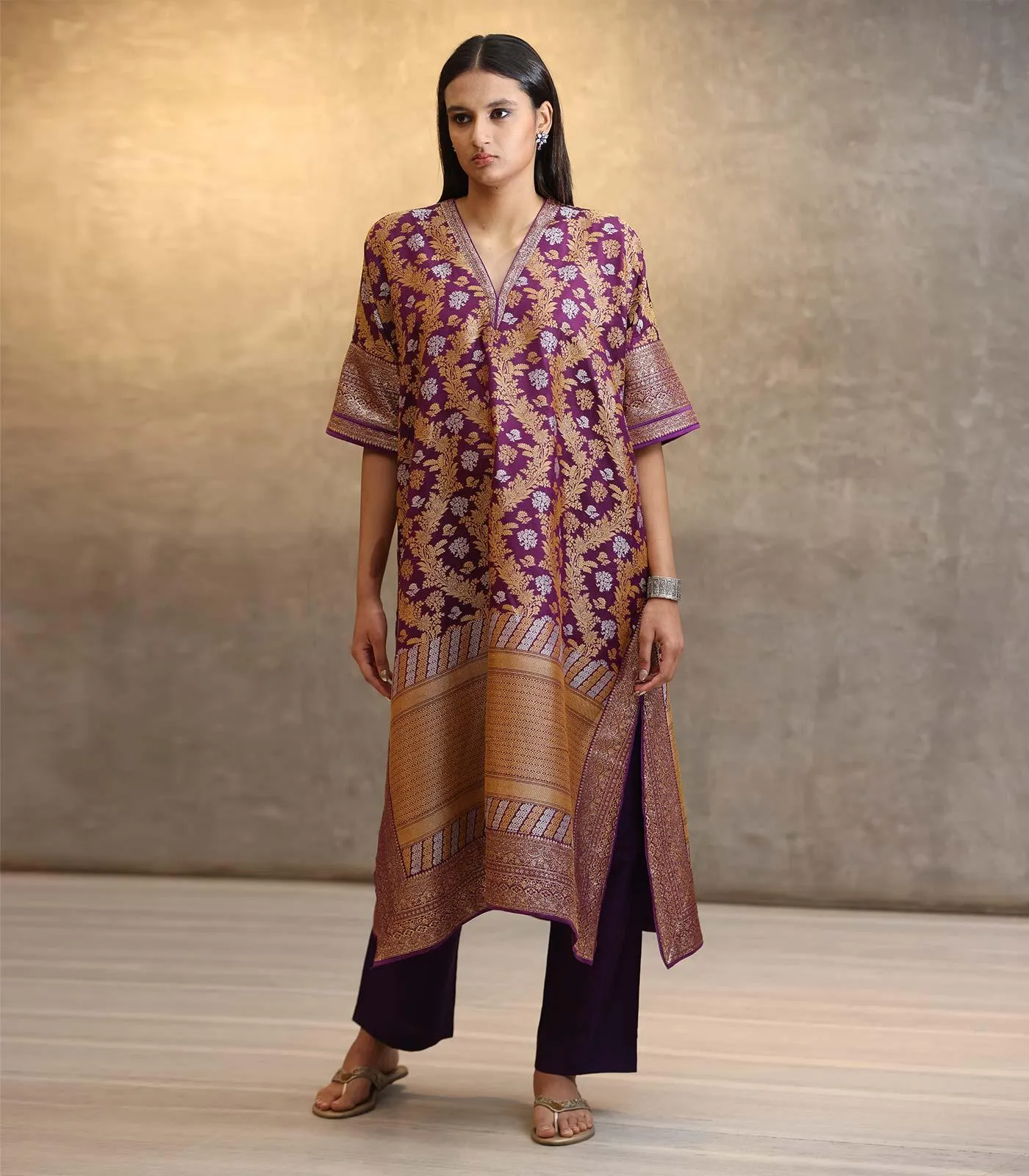 Purple Benarsi Kaftan Set