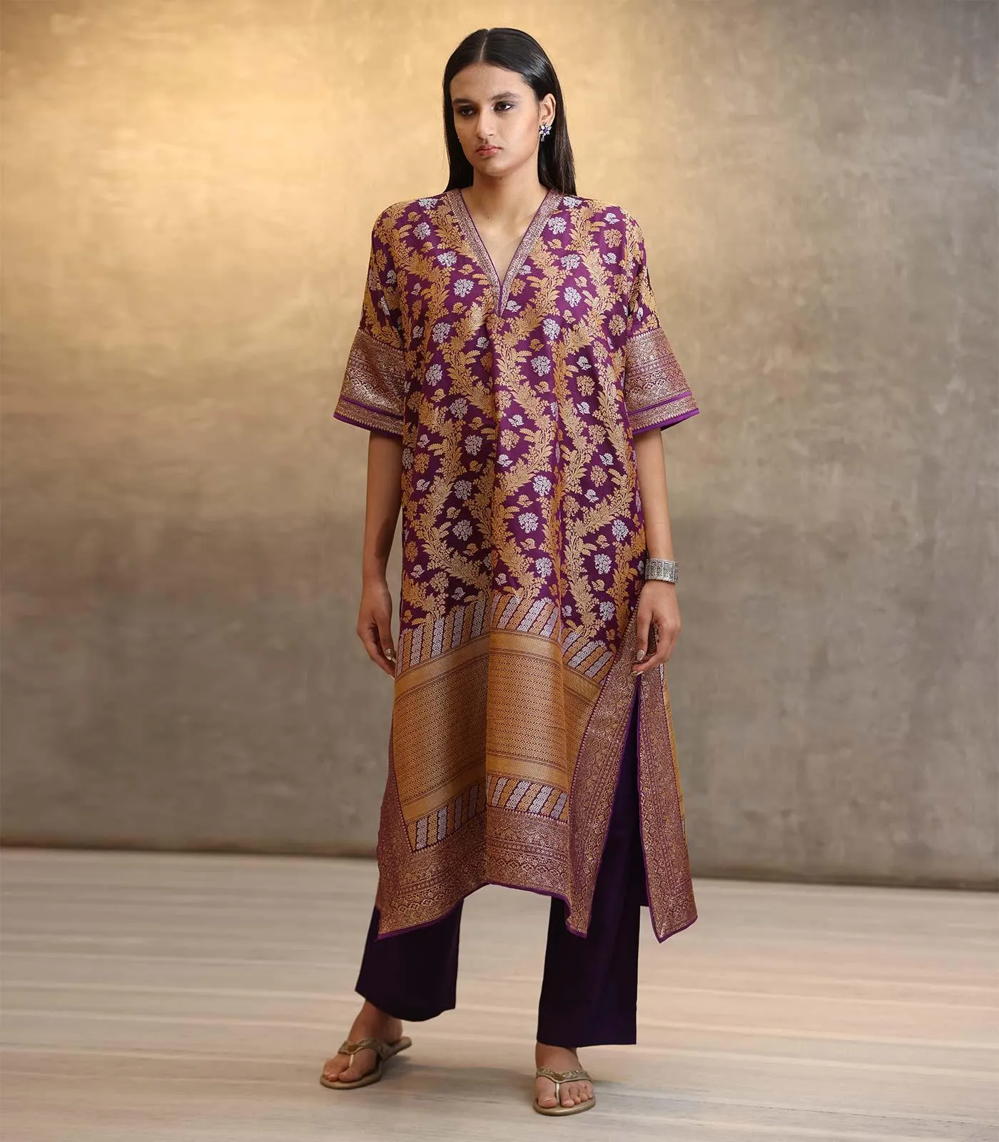 Purple Benarsi Kaftan Set