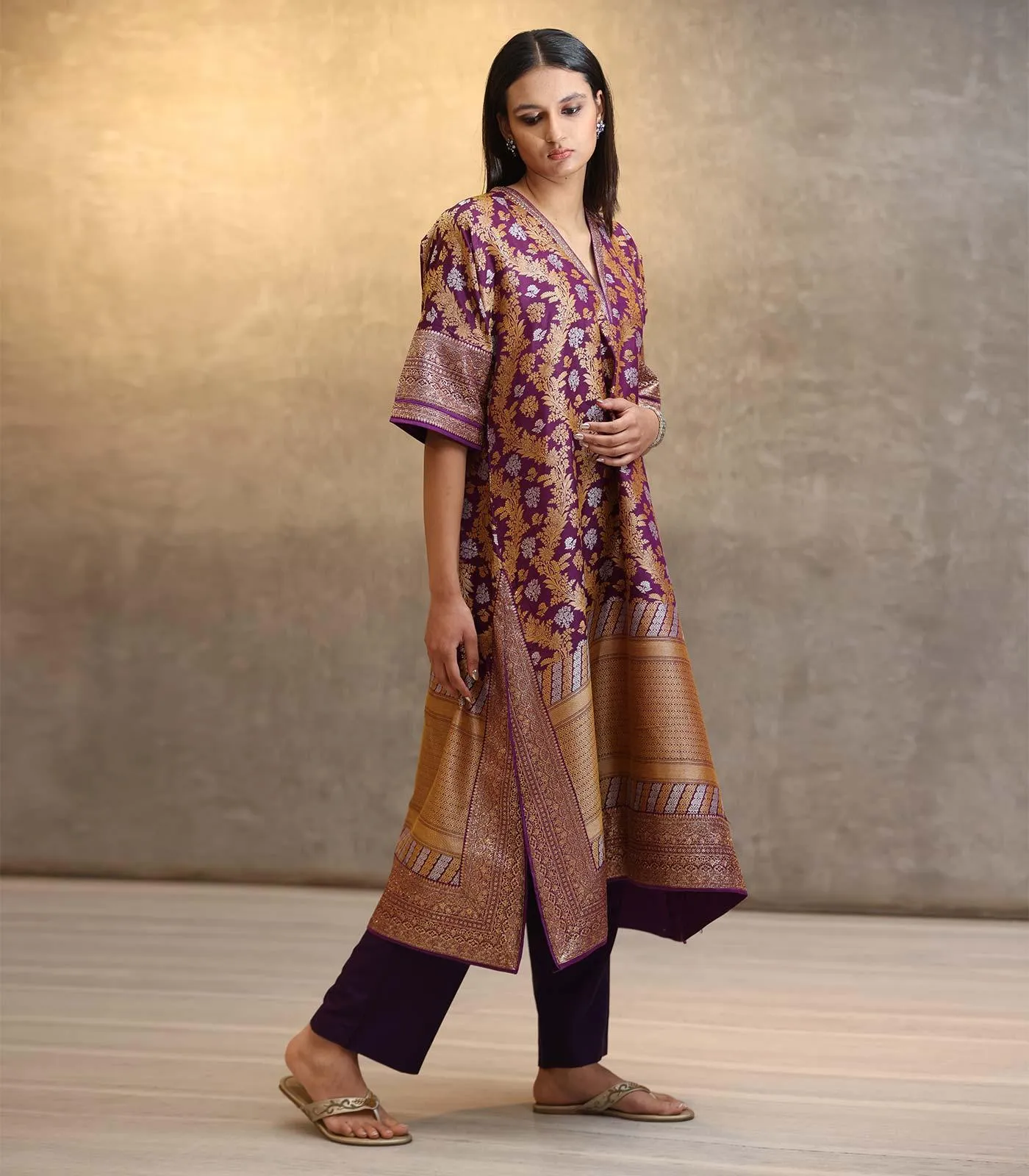 Purple Benarsi Kaftan Set