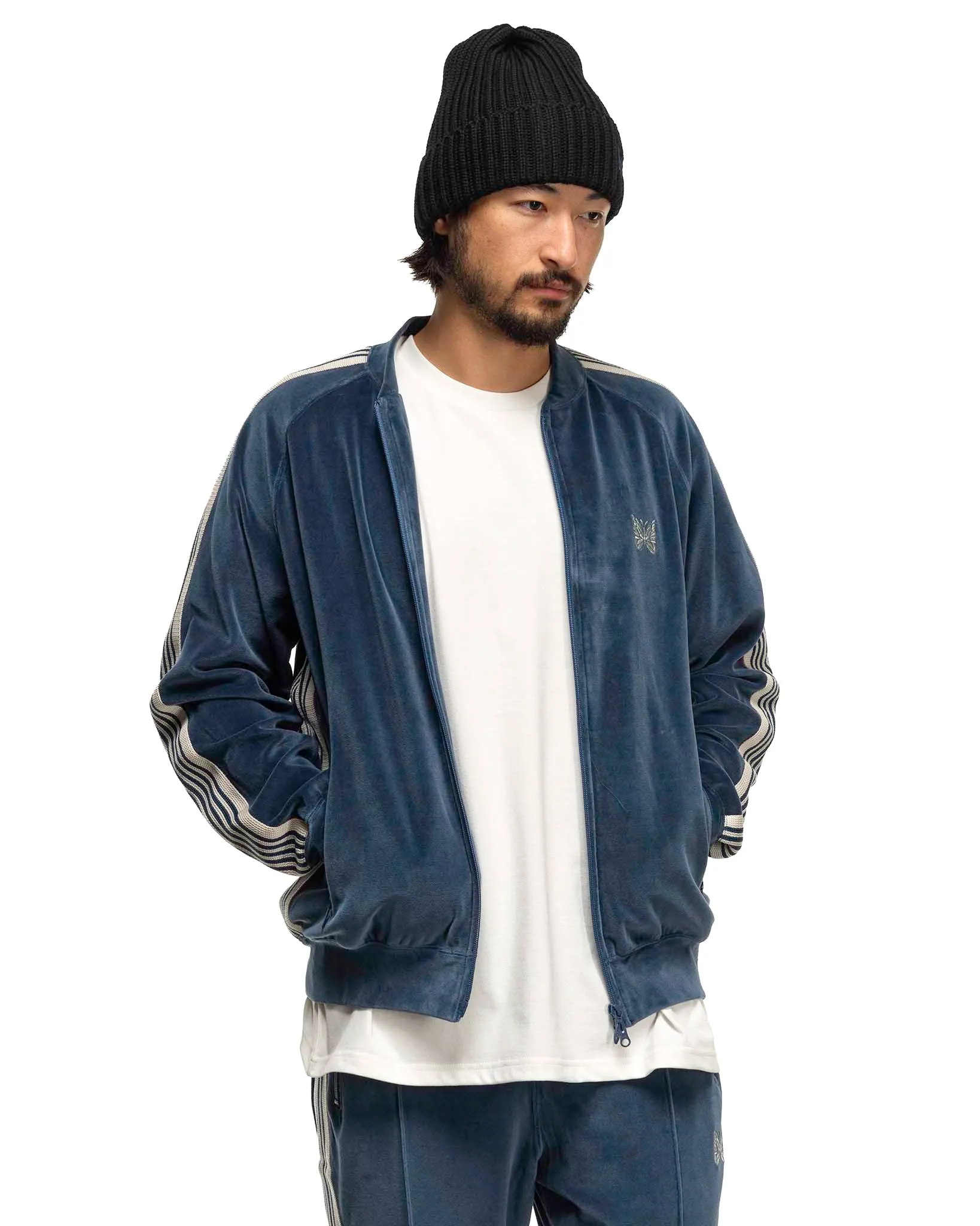 R.C. Track Jacket - C/PE Velour Marine Blue