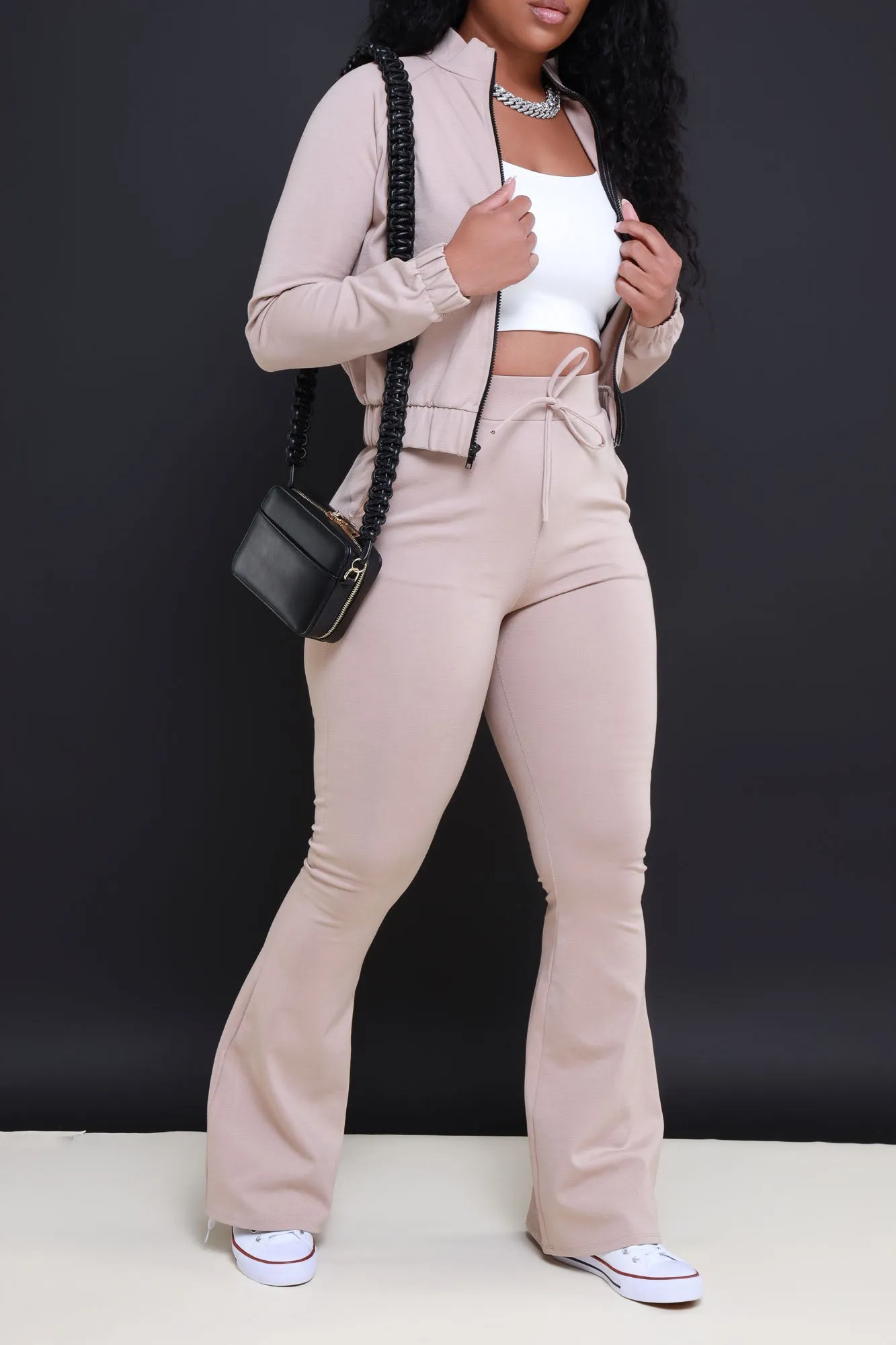 Ready Set Go Flare Tracksuit Set - Tan