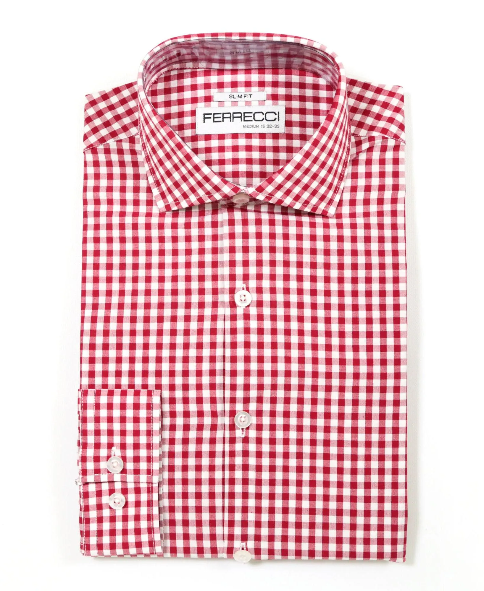 Red Gingham Check Dress Shirt - Slim Fit