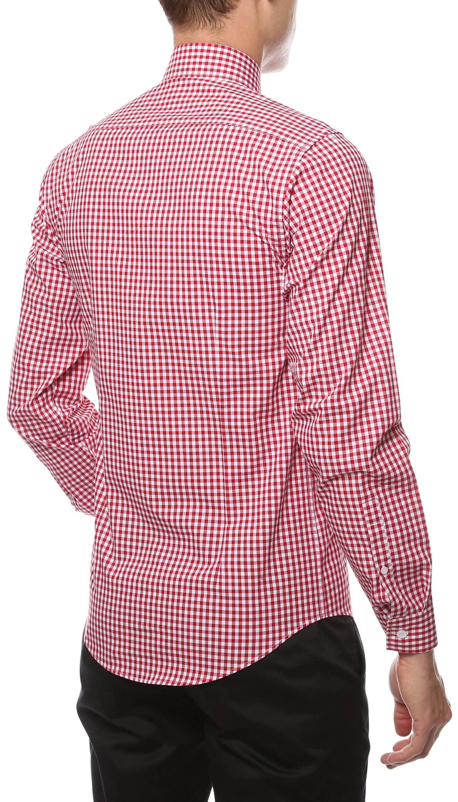 Red Gingham Check Dress Shirt - Slim Fit