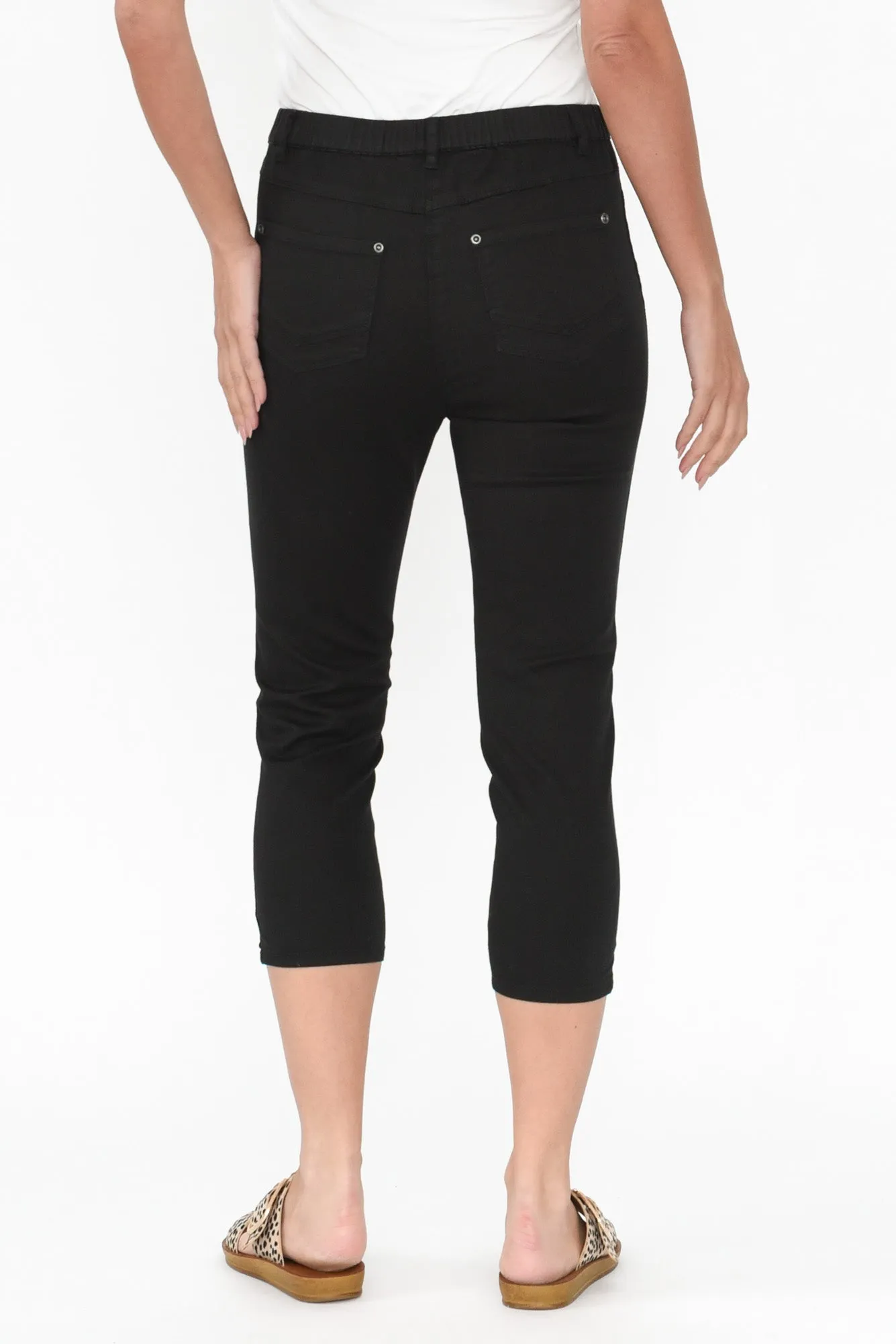 Reed Black Stretch Cotton Capri Pants