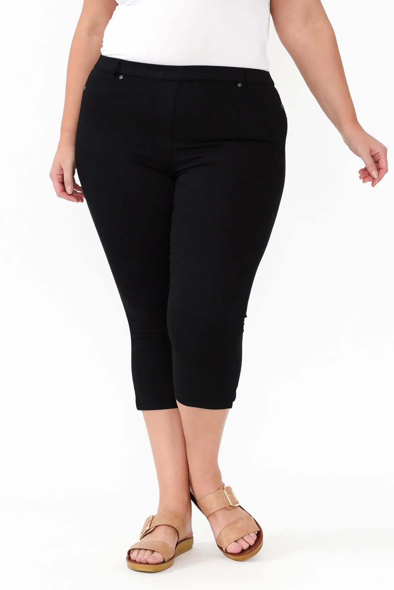 Reed Black Stretch Cotton Capri Pants