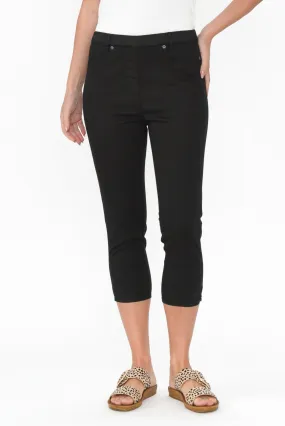 Reed Black Stretch Cotton Capri Pants