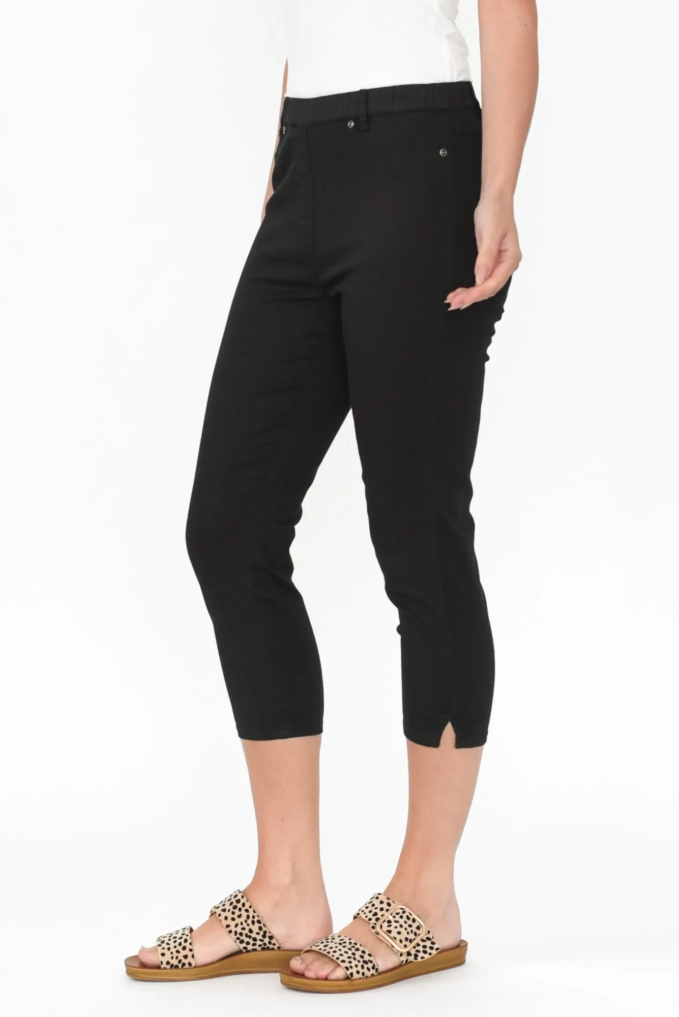 Reed Black Stretch Cotton Capri Pants