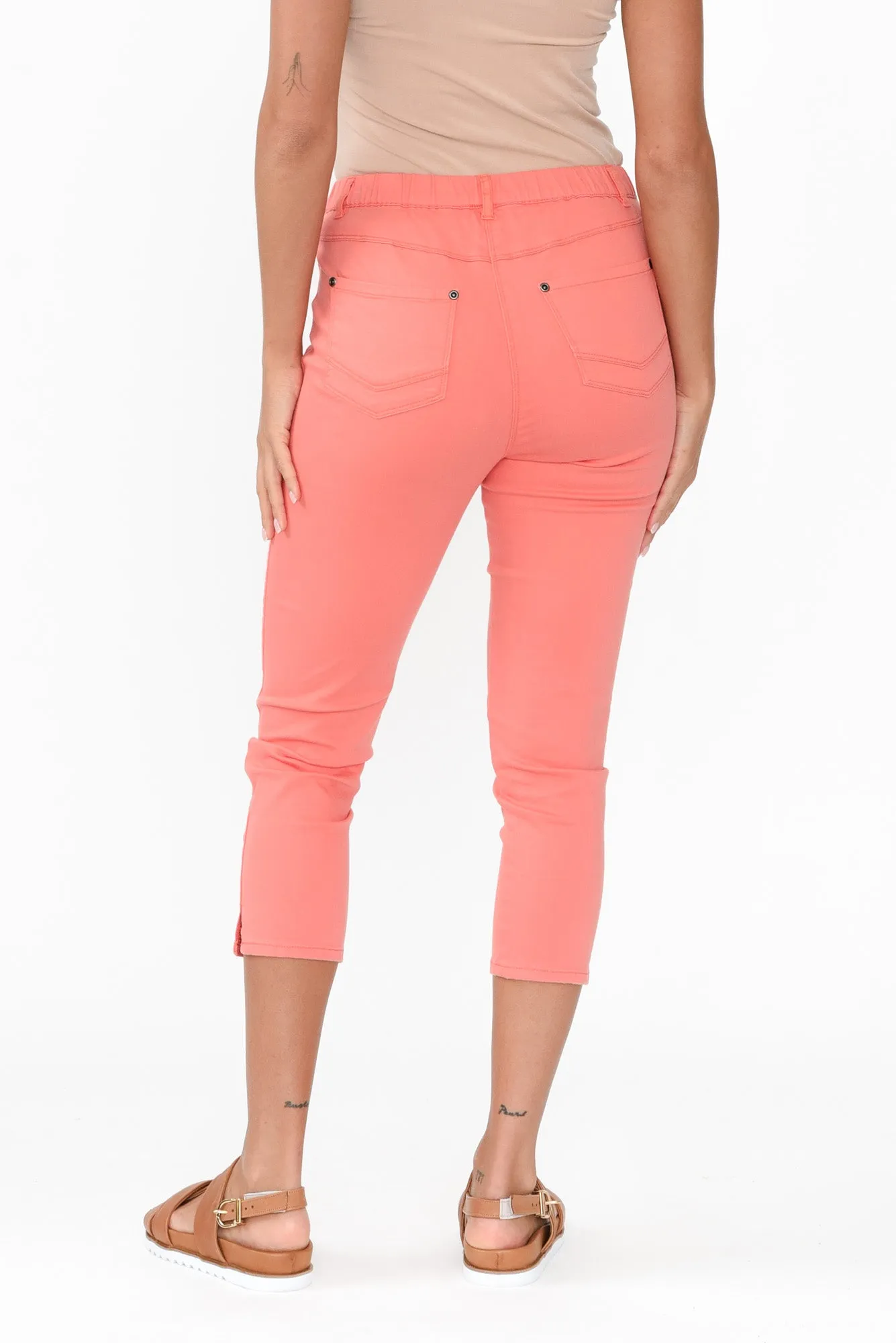 Reed Coral Stretch Cotton Capri Pants