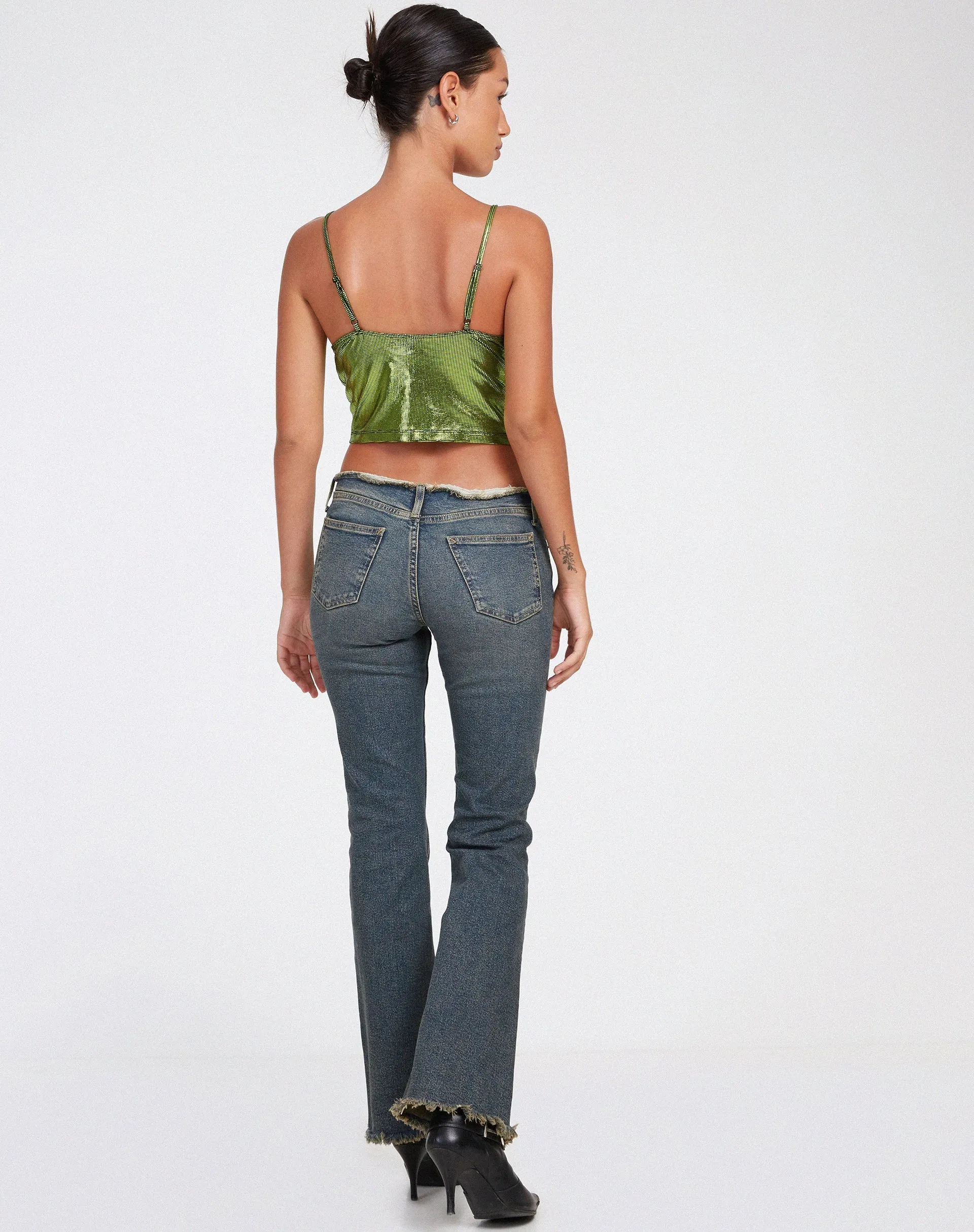 Rumak Crop Top in Holographic Lime