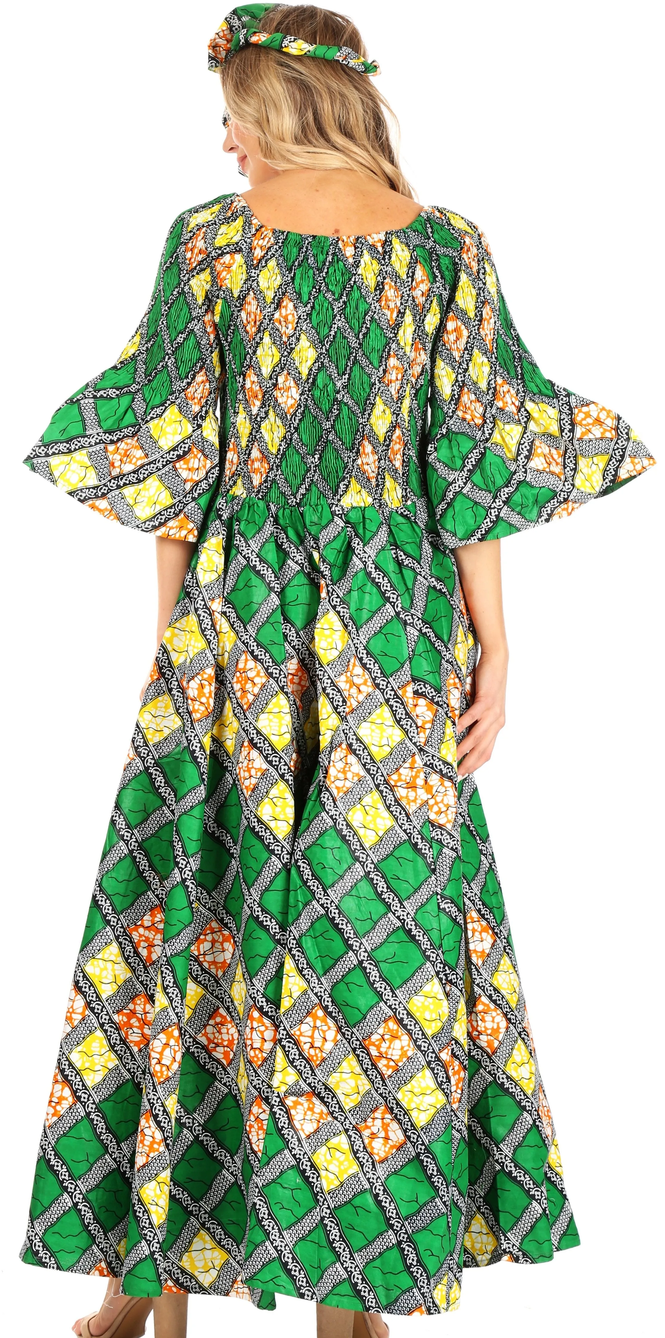 Sakkas Ina Women's African Ankara Print Wide Leg Jumpsuit Dress Of the Shoulder