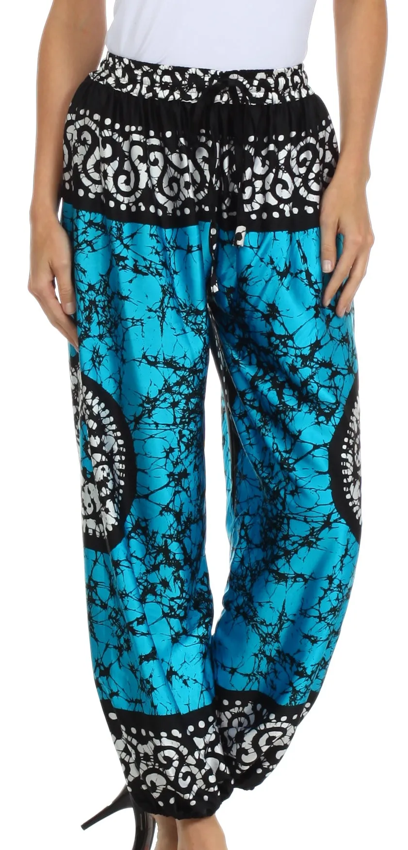 Sakkas Sephora Wide Leg Silky Harem Pants