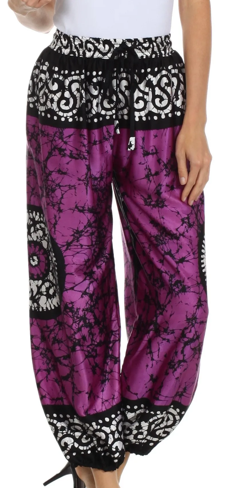 Sakkas Sephora Wide Leg Silky Harem Pants