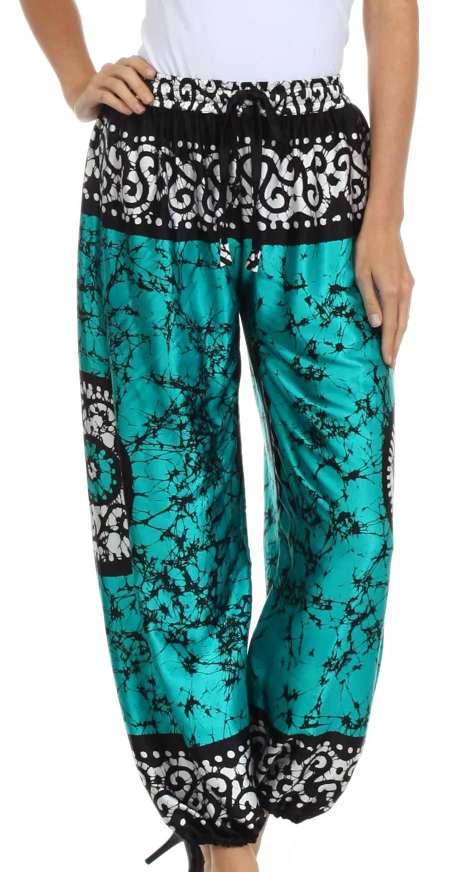 Sakkas Sephora Wide Leg Silky Harem Pants