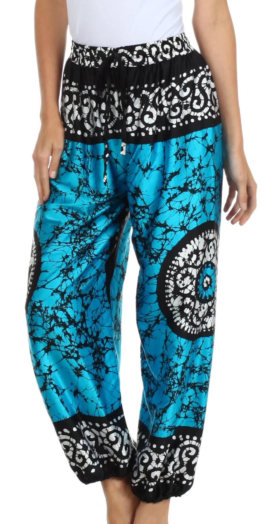 Sakkas Sephora Wide Leg Silky Harem Pants