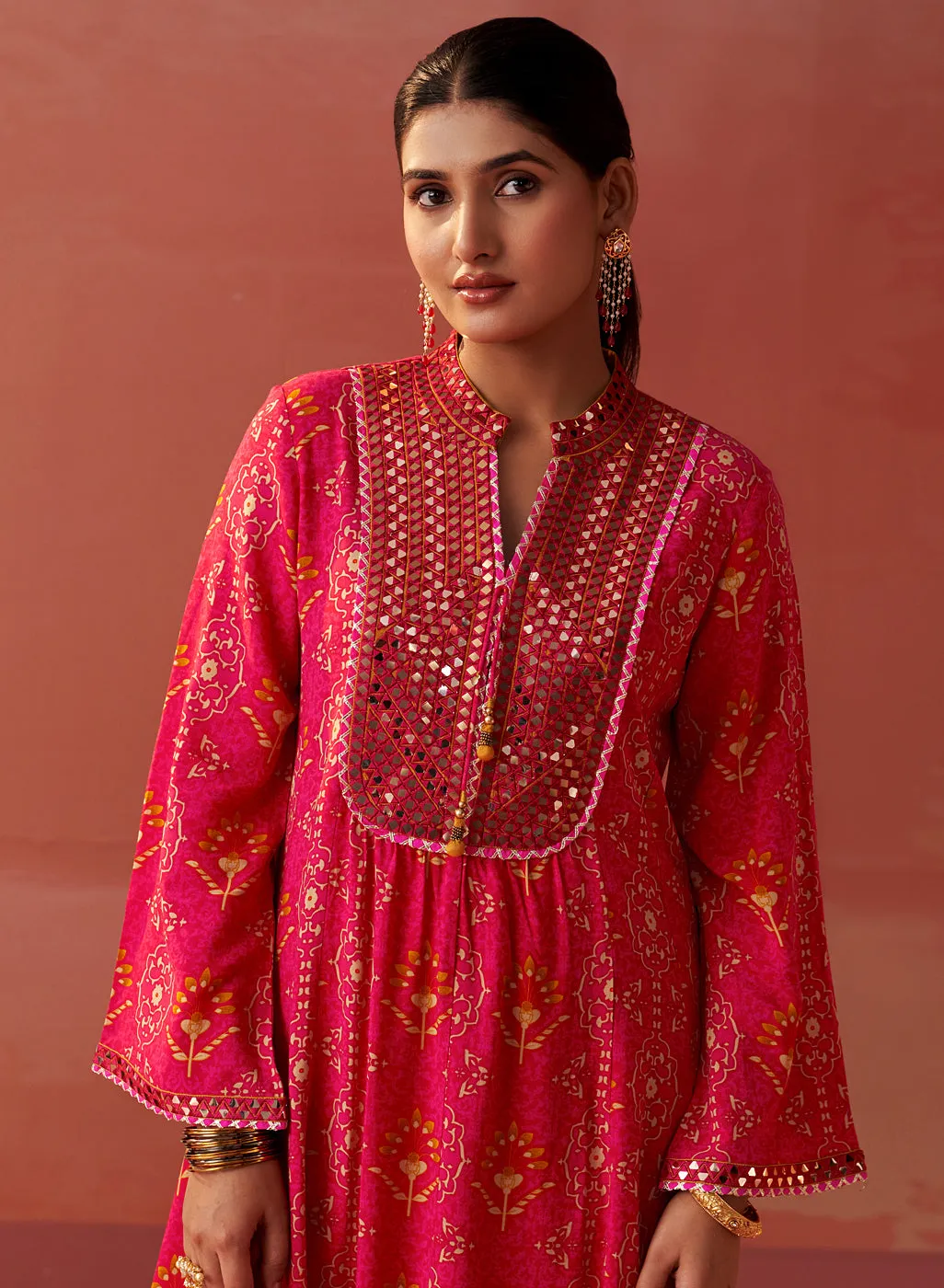 Sania Fuchsia PinkPrinted Rayon Kurta Set