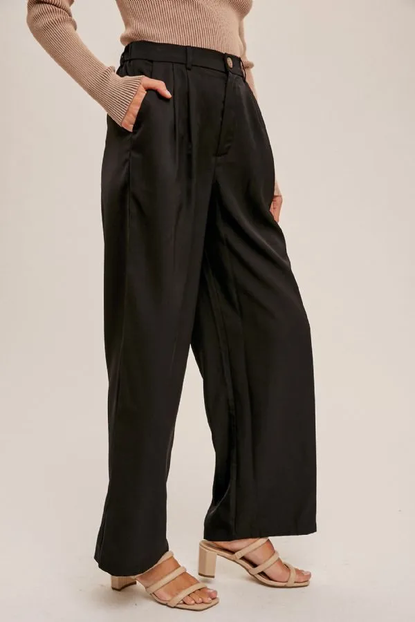 Satin Effect Wide Leg Trousers