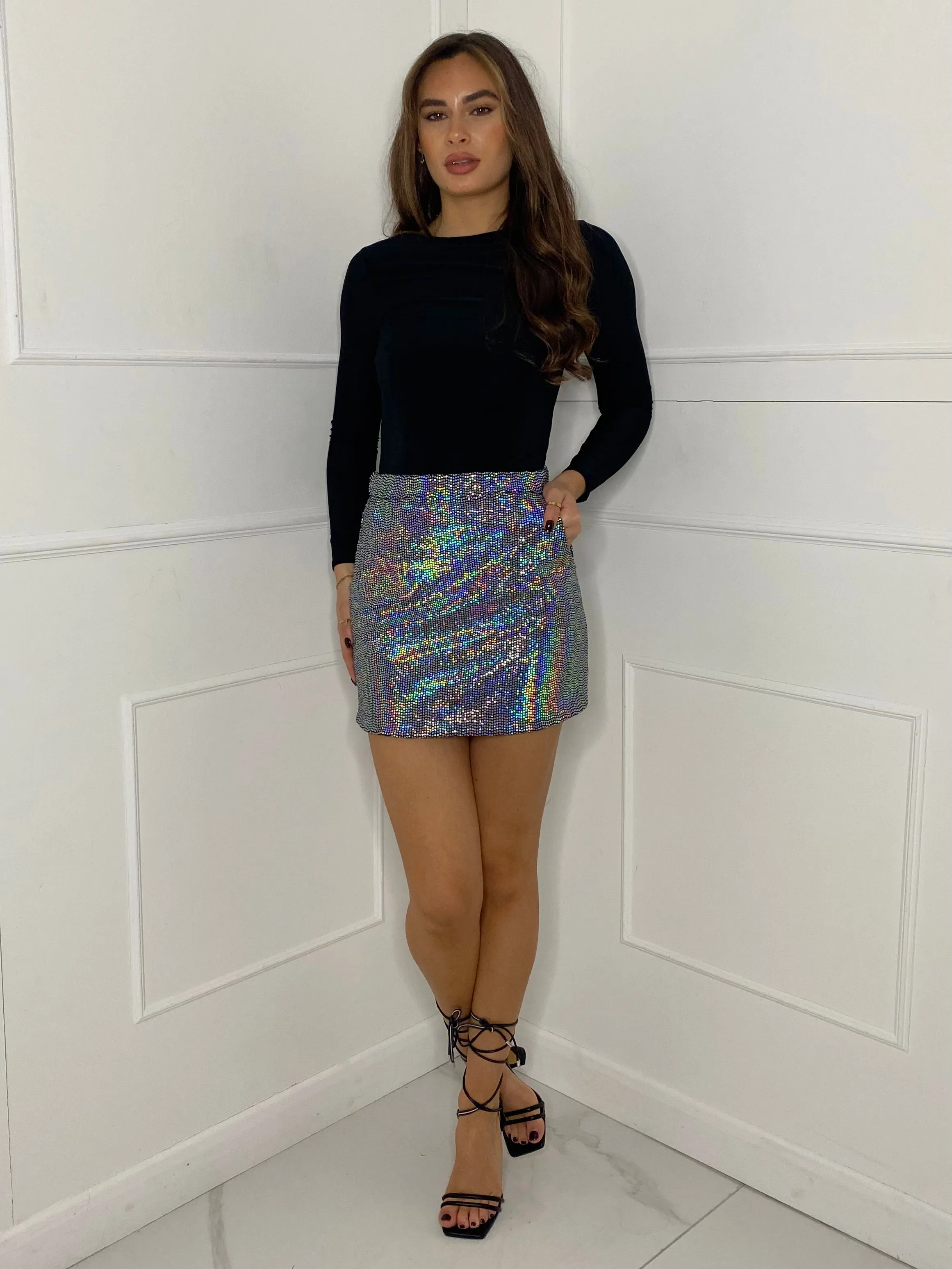 Sequin Pocket Mini Skirt - Holographic