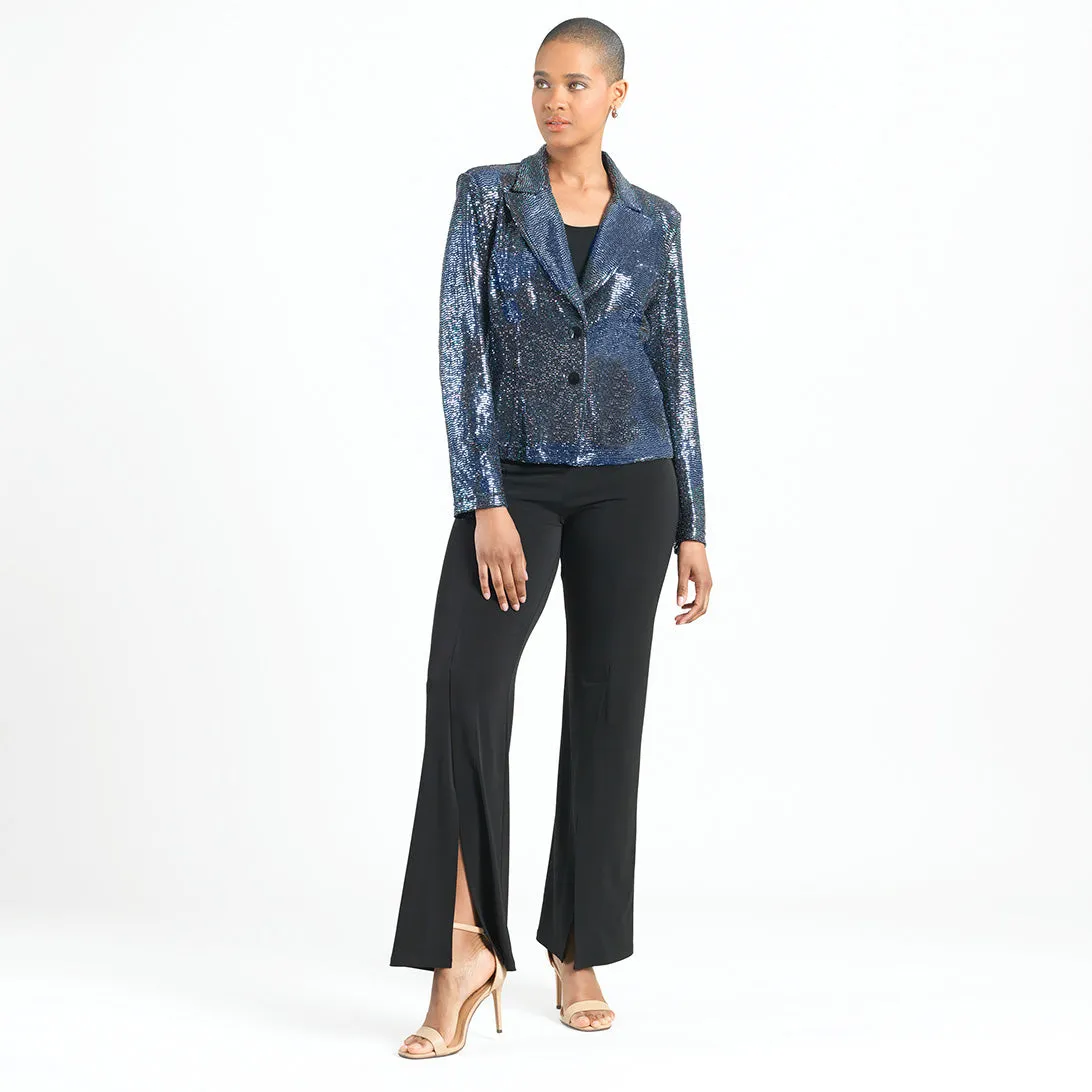 Shimmer Sequin - Modern Button Blazer - Gunmetal