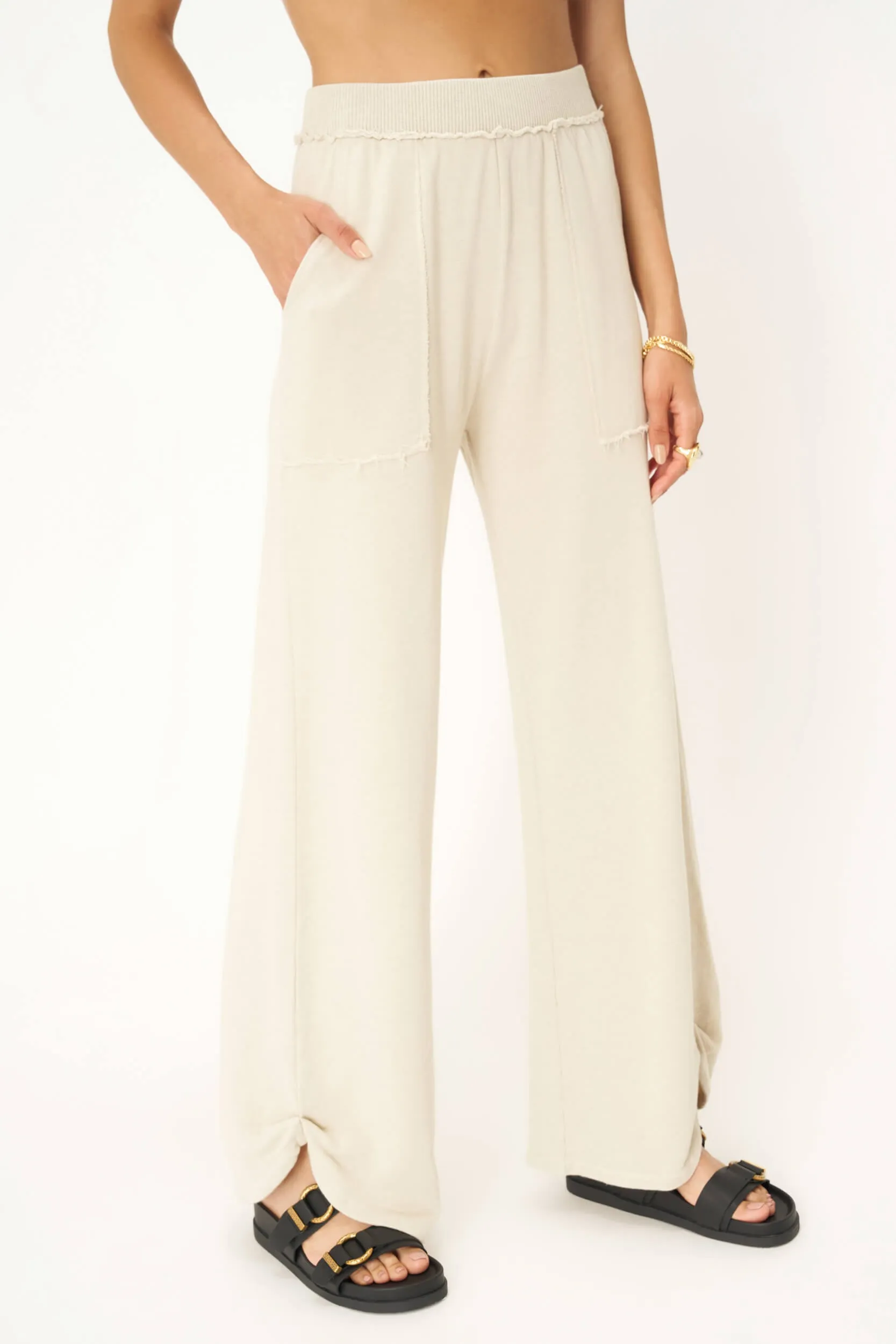 Siesta Wide Leg Pant - Oat Milk