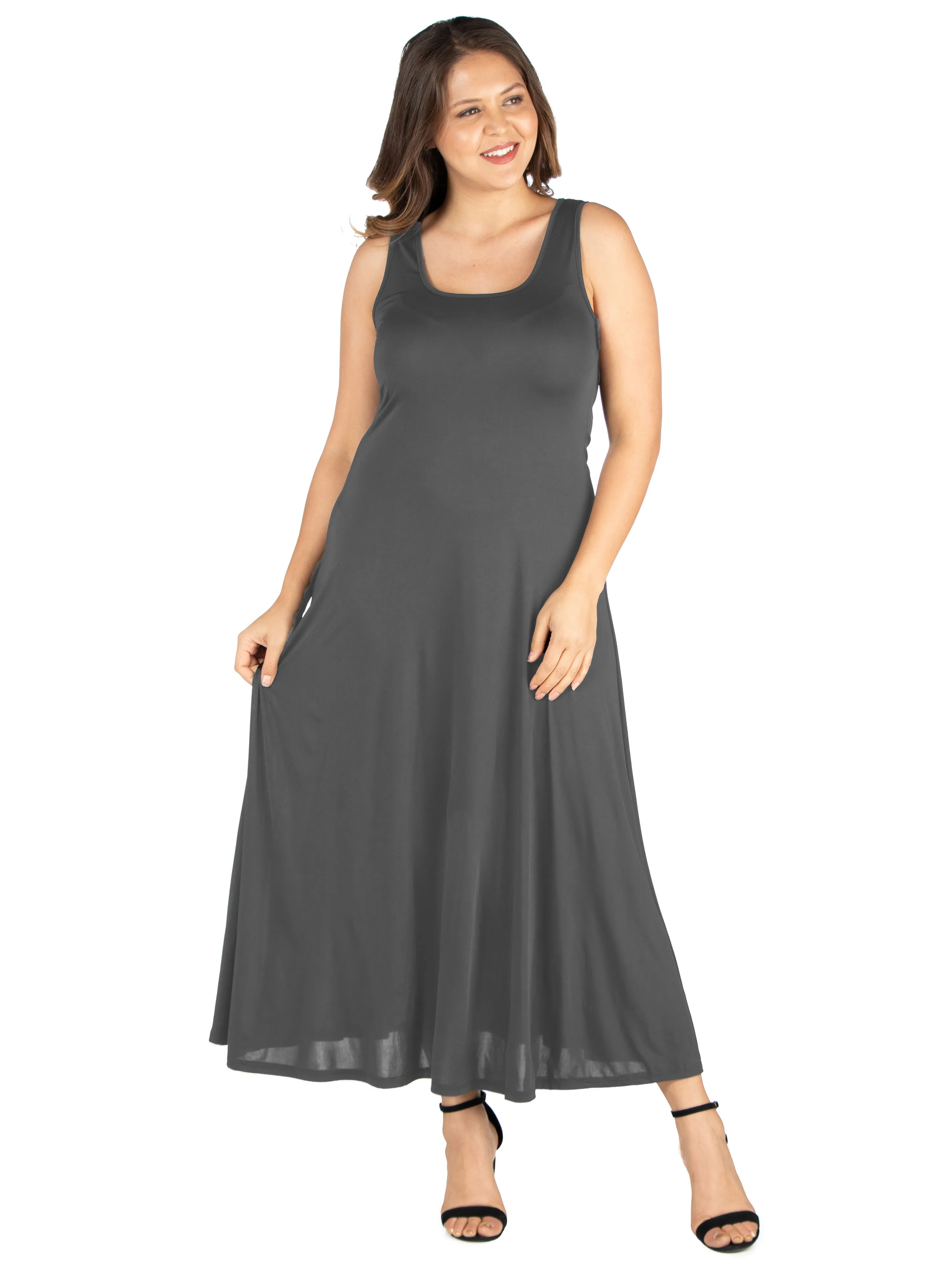 Simple A Line Plus Size  Tank Maxi Dress