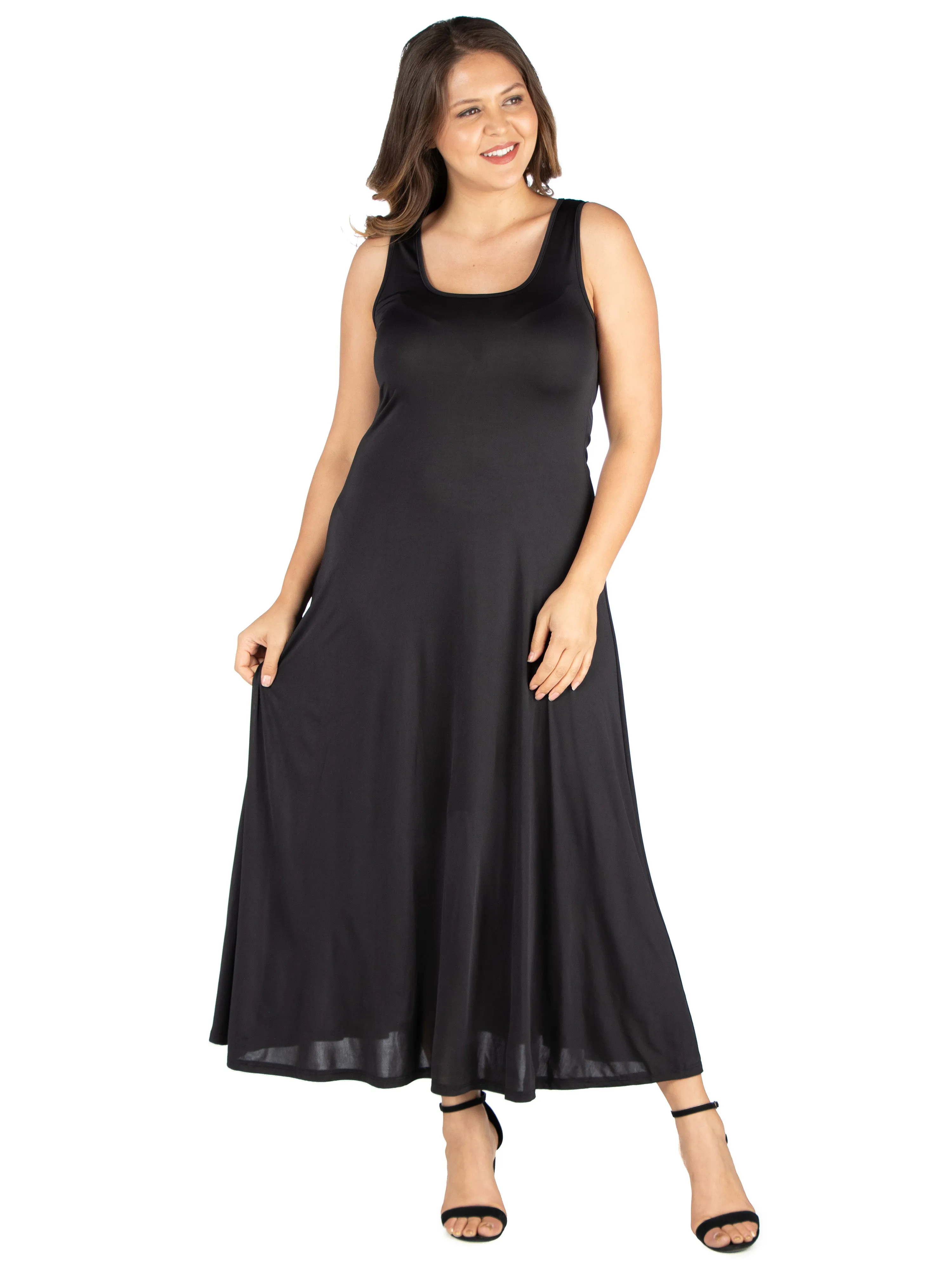 Simple A Line Plus Size  Tank Maxi Dress